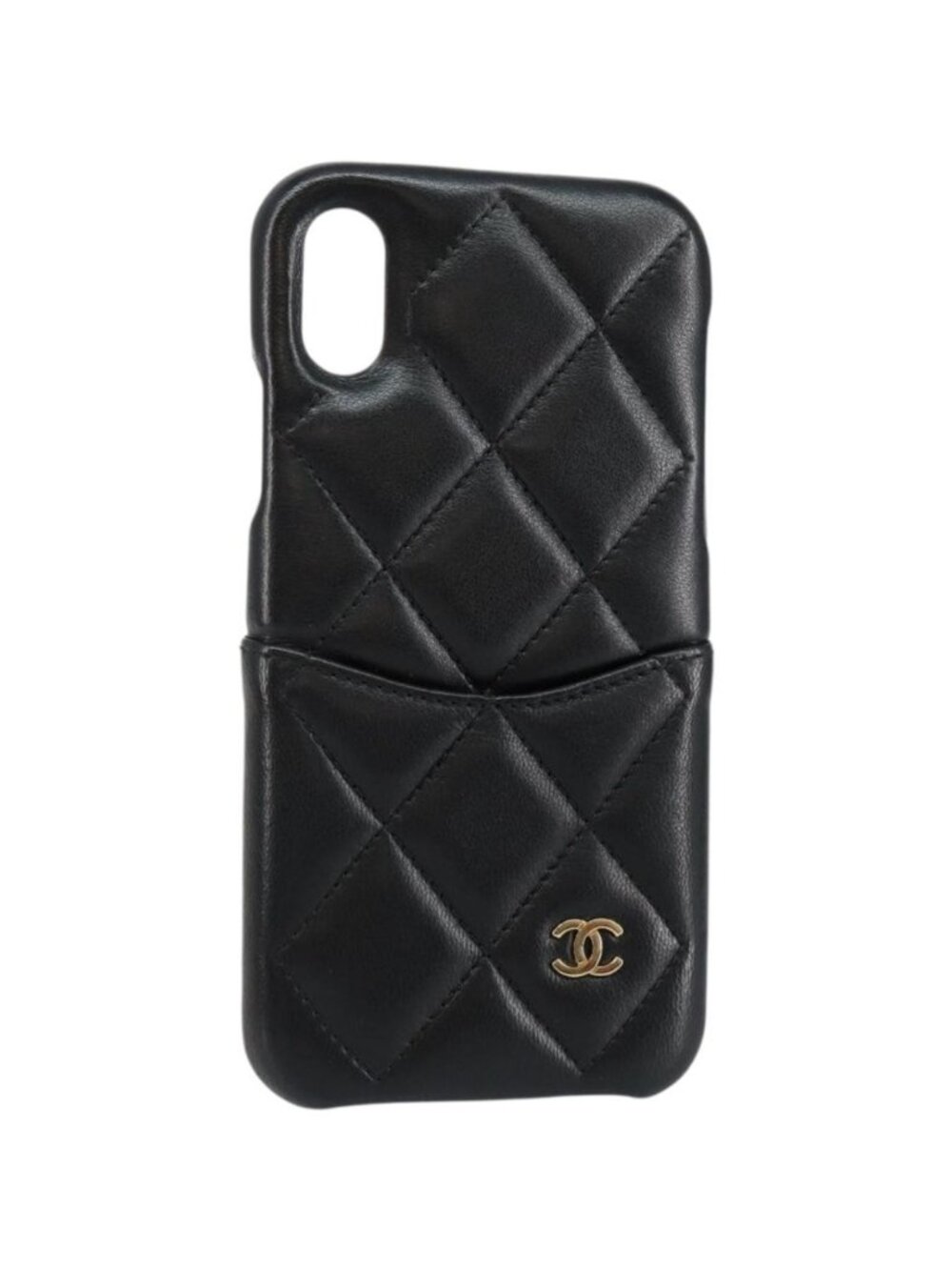CHANEL Matelasse iPhone Case Lamb Skin Black CC